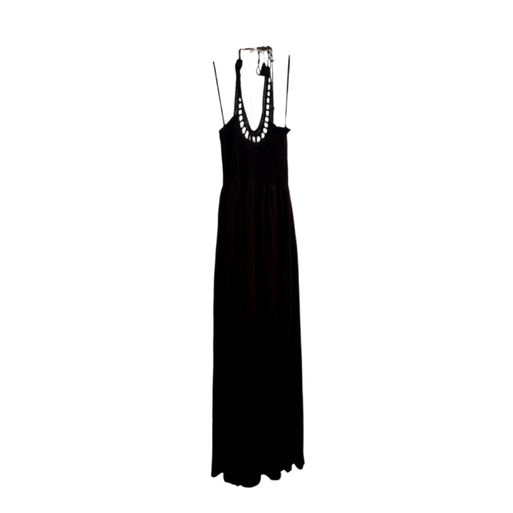 Juicy Couture Black Maxi Dress – Crochet Halter Neck  – Circa Late 2000s Size P